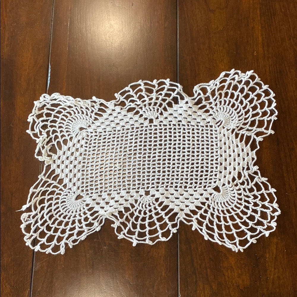 Vintage Hand Crocheted White Doily!!